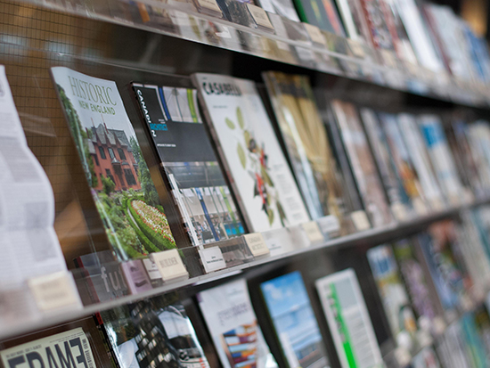 books on display shelves